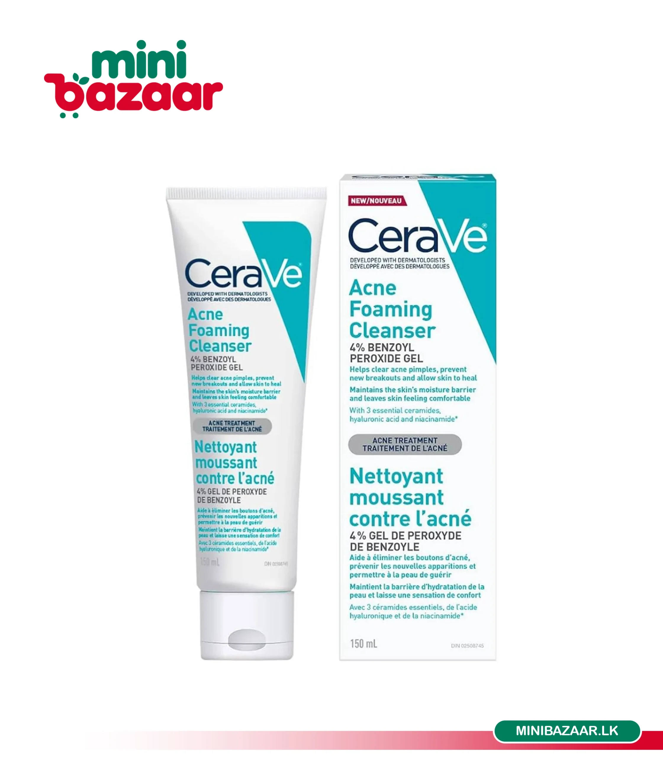 Cera Ve Acne Foaming Cream Wash 150ml Cera Ve Acne Foaming Cream Wash 150ml - Image 1